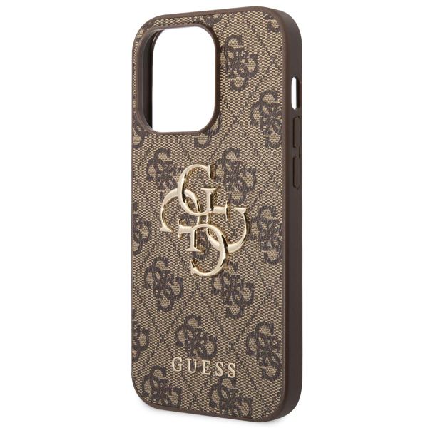 Guess 4G Metal Logo Back Cover für das iPhone 15 Pro - Braun