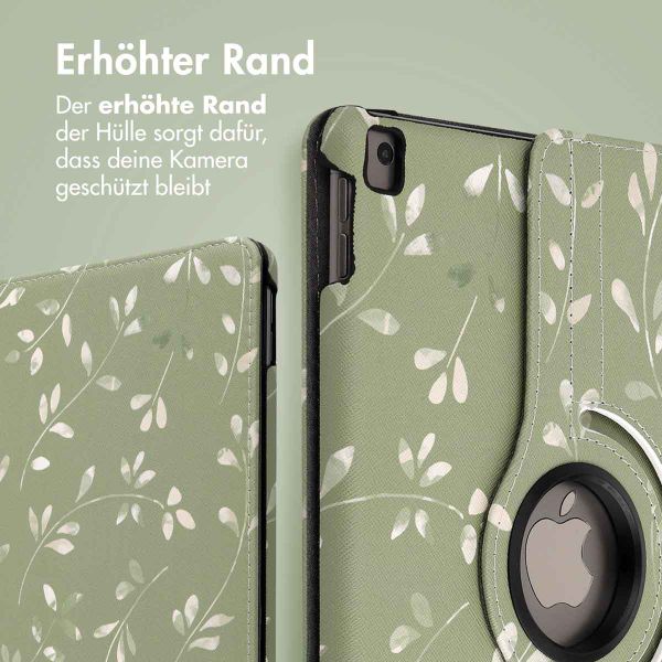 imoshion 360° drehbare Design Klapphülle für das iPad 9 (2021) / iPad 8 (2020) / iPad 7 (2019) 10.2 Zoll - Green Flowers