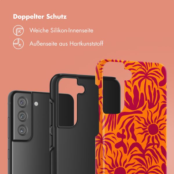 Selencia Vivid Tough Back Cover für das Samsung Galaxy S21 FE - Tropical Vibes Apricot
