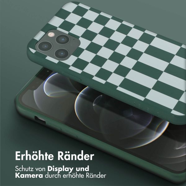 Selencia Silikonhülle design mit abnehmbarem Band für das Apple iPhone 12 (Pro) - Irregular Check Green