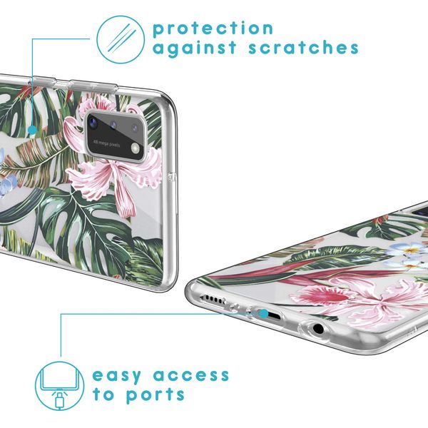 imoshion Design Hülle Samsung Galaxy A41 - Dschungel - Grün / Rosa