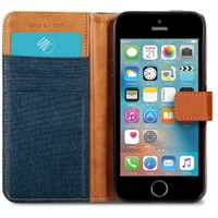 imoshion Luxuriöse Canvas-Klapphülle iPhone SE / 5 / 5s - Dunkelblau