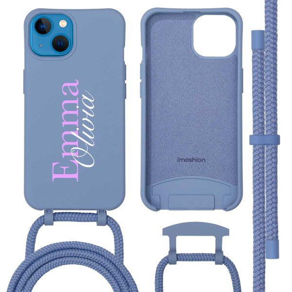 Personalisierte Color Backcover MagSafe mit abtrennbarem Band und Namen für iPhone 13 - Ash Blue