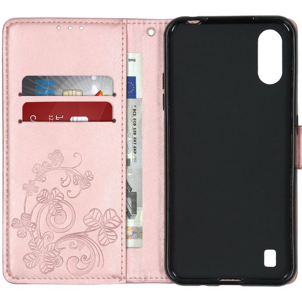Kleeblumen Klapphülle Roségold Samsung Galaxy A01