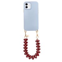 Selencia Rivièra MagSafe Backcover mit abnehmbaren Haken für das Apple iPhone 12 / 12 Pro - Powder Blue + Lova Handykette - Burgundy