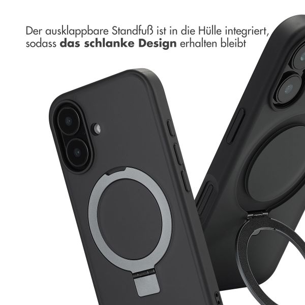 Accezz Ring Stand Backcover mit MagSafe für das Apple iPhone 16 - Schwarz