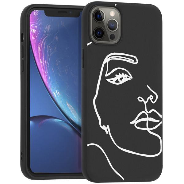 imoshion Design Hülle iPhone 12 Pro Max - Abstraktes Gesicht - Weiß