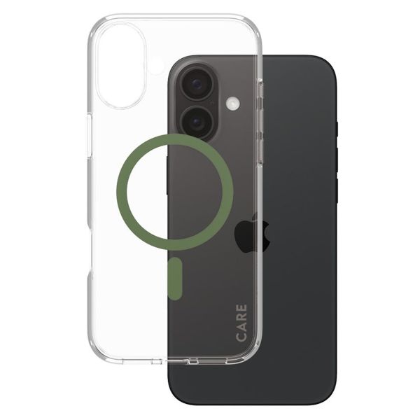 CARE by PanzerGlass Urban Combat Case MagSafe für das iPhone 16 Plus - Transparent / Grün