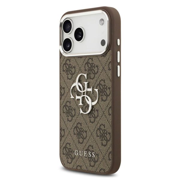 Guess 4G Metal Logo Back Cover Apple iPhone 17 Pro - Silver Edge - Brown