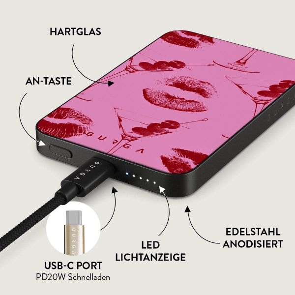 Burga Magnetische Powerbank 5.000 mAh - MagSafe und Qi2 - Call Me / Gunmetal