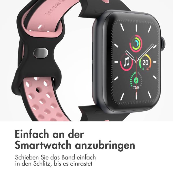 imoshion Sportarmband⁺ für das Apple Watch Series 1 bis 11 / SE / Ultra (44/45/46/49 mm) - Größe S/M - Black Pink
