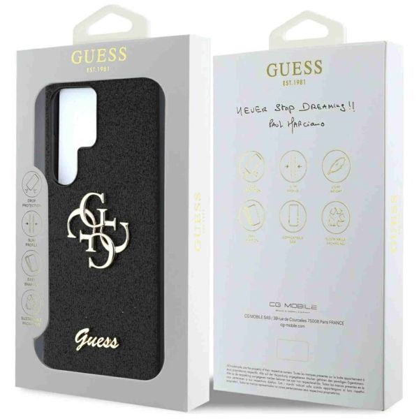 Guess 4G Metal Logo Back Cover mit Glitter Samsung Galaxy S25 Ultra - Schwarz