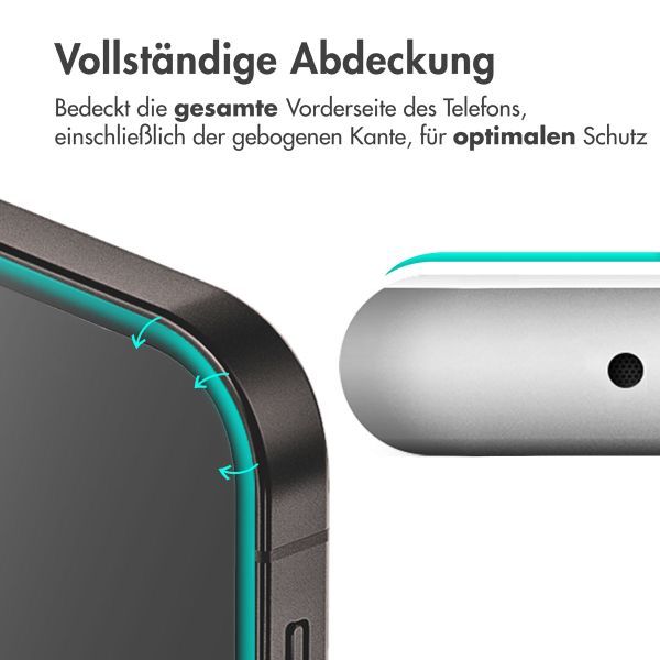 Accezz Vollflächige Schutzfolie aus gehärtetem Glas mit Applikator für das iPhone 13 / 13 Pro / 14 / SE 4 - Transparent