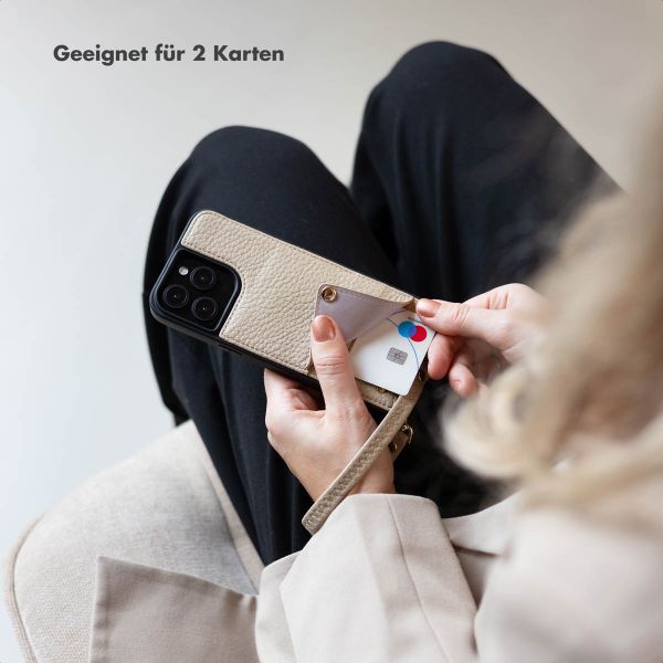 Selencia Nova HandyHülle mit Kordel und Kartenhalter Samsung Galaxy S24 Plus / S25 Plus - Beige