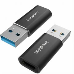 imoshion 2x USB-A 3.1 (Stecker)-auf-USB-C (Buchse)-Adapter – OTG – Schwarz