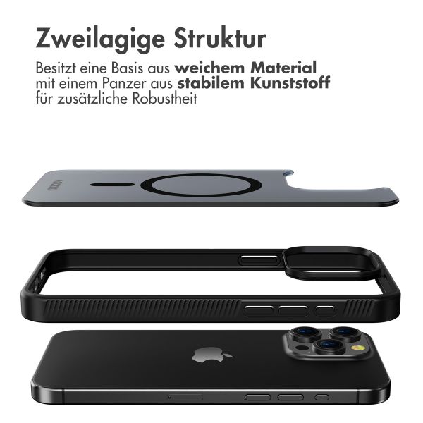 Accezz Rugged Frosted Back Cover mit MagSafe für das iPhone 15 Pro Max - Schwarz