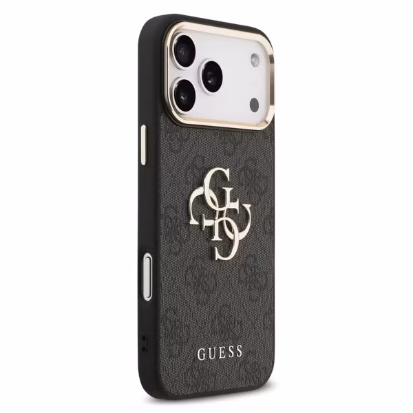 Guess 4G Metal Logo Back Cover Apple iPhone 17 Pro Max - Gold Edge - Black