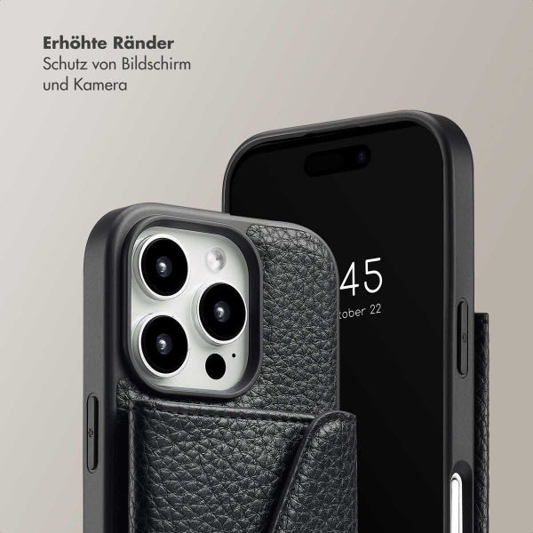 Selencia Sera Kordel-Hulle mit Kartenhalter-Umschlag für das iPhone 16 Pro - Schwarz