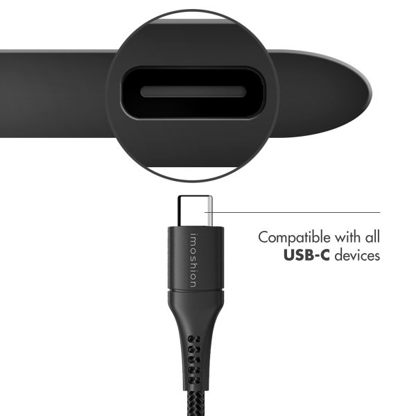 imoshion USB-C auf USB-Kabel für das Samsung Galaxy S21 Ultra - Geflochtenes Gewebe - 3 m - Schwarz