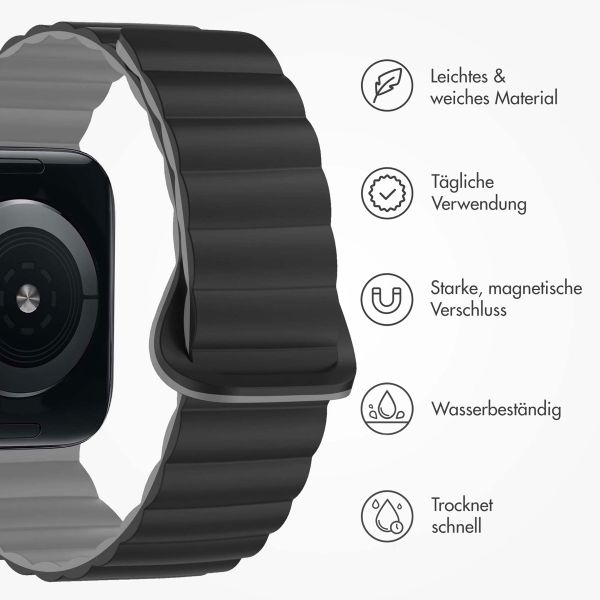 imoshion Magnetisches Silikonarmband für das  Apple Watch Series 1 t/m 11 / SE / Ultra (44/45/46/49 mm) - Schwarz / Grau