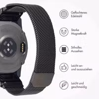 imoshion QuickFit® Milanese Armband -   Garmin 20 mm Anschluss - Größe L/XL - Schwarz