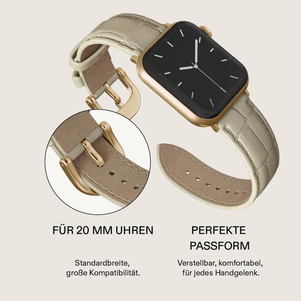 Burga Armband aus echtem Leder für Apple Watch Series 1 - 9 / SE (38/40/41 mm) | Series 10 / 11 (42 mm) - Buttermelt / Gold