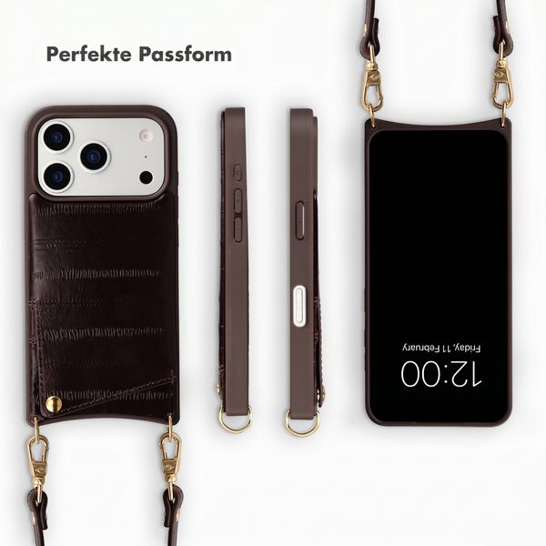 Selencia Nova Echtleder Backcover mit Kartenhalter Apple iPhone 17 Pro Max - Dark Chocolate