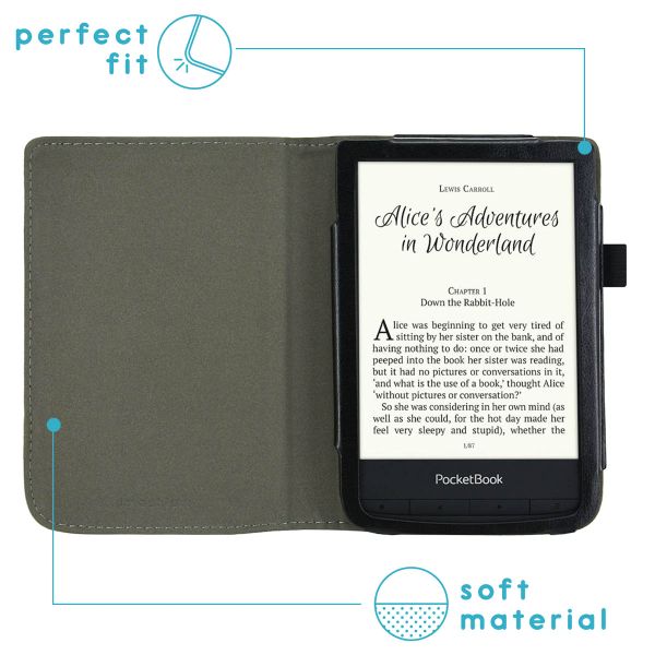 imoshion Vegan Leather Klapphülle Pocketbook Touch Lux 5 / HD 3 / Basic Lux 4 / Vivlio Lux 5 - Schwarz