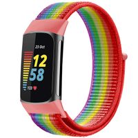 imoshion Nylonarmband für das Fitbit Charge 5 / Charge 6 - Größe L - Rainbow