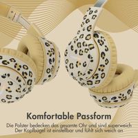 imoshion Special Edition - Kabellose Kinderkopfhörer mit Leopardenmuster LED Light - Dezibelbegrenzer - Mit AUX-kabel - Leopard