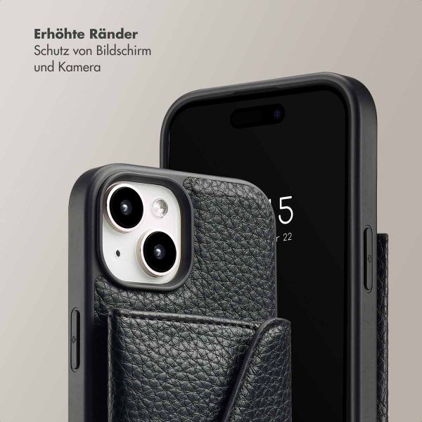 Selencia Sera Kordel-Hulle mit Kartenhalter-Umschlag für das iPhone 15 - Schwarz