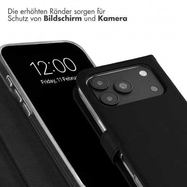 Selencia Echtleder Klapphülle Apple iPhone 18 Pro Max / 17 Pro Max - Schwarz