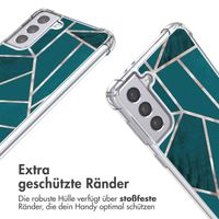 imoshion Design Hülle mit Band Samsung Galaxy S21 Plus - Petrol Green Graphic