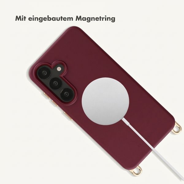 Selencia Rivièra Backcover mit MagSafe mit abnehmbaren Haken Samsung Galaxy S25 / S24 - Bold Burgundy
