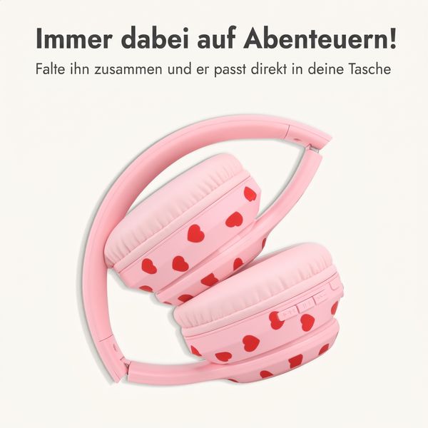 imoshion Kabellose Kinderkopfhörer LED Light - Dezibelbegrenzer - Mit AUX-Kabel - Herzchen