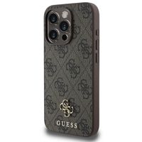 Guess 4G Metal Logo Back Cover MagSafe für das iPhone 15 Pro - Braun