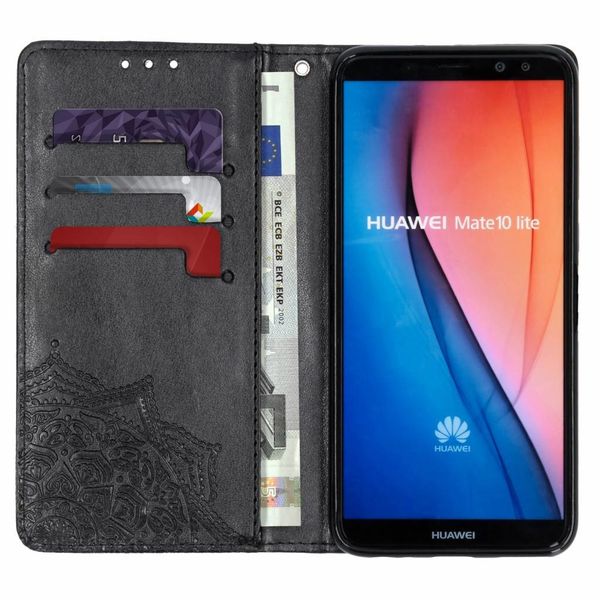 Mandala Klapphülle Schwarz für das Huawei Mate 10 Lite