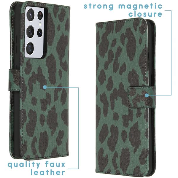 imoshion Design TPU Klapphülle Samsung Galaxy S21 Ultra - Green Leopard