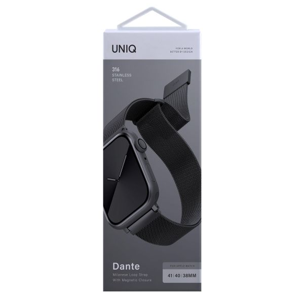 Uniq Dante Mesh-Stahlarmband für das  Apple Watch Series 1 t/m 9 / SE (38/40/41 mm) | Series 10 / 11 (42 mm) - Graphite