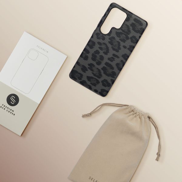 Selencia Sabi Backcover Leopardenmuster mit MagSafe Samsung Galaxy S25 Ultra - Midnight Black