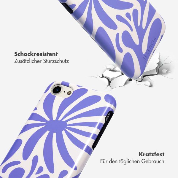 Selencia Vivid Tough Back Cover für das iPhone SE (2022 / 2020) / 8 / 7 / 6(s) - Modern Bloom Sapphire Blue