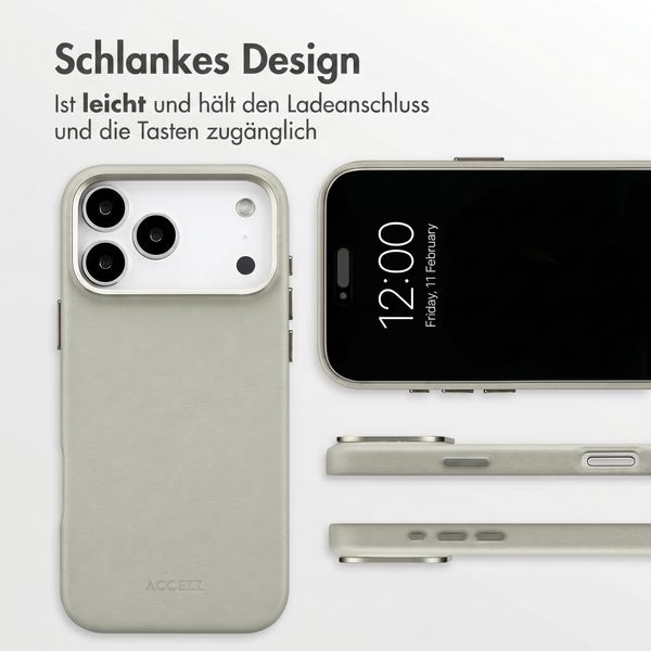 Accezz MagSafe Leather Backcover Apple iPhone 18 Pro Max / 17 Pro Max - Light Grey
