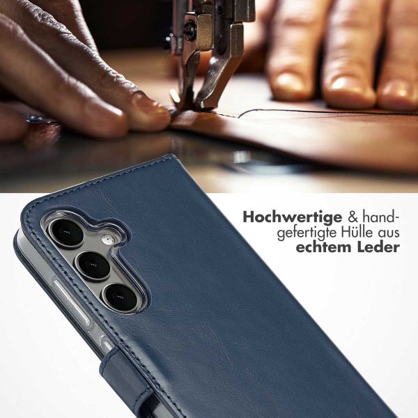 Selencia Echtleder Klapphülle Samsung Galaxy S25 - Blau