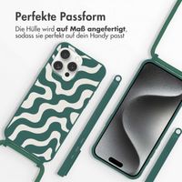 imoshion Silikonhülle design mit Band für das iPhone 15 Pro - Petrol Green Groovy