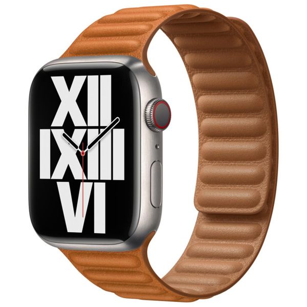 Apple Leather Link für die Apple Watch Series 1-10 / SE / Ultra (2) - 42/44/45/46/49 mm - Größe S/M - Golden Brown