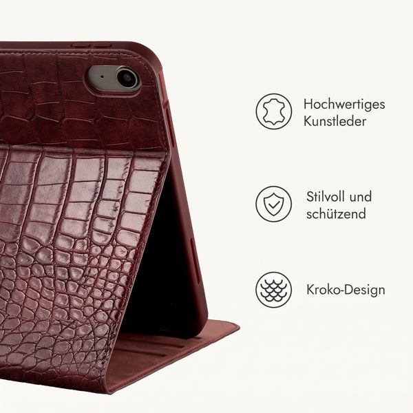 Selencia Croco Klaphülle Apple iPad Air 11 Zoll (2026) M4 / (2025) M3 / (2024) M2 / Air 5 (2022) / Air 4 (2020) - Burgundy