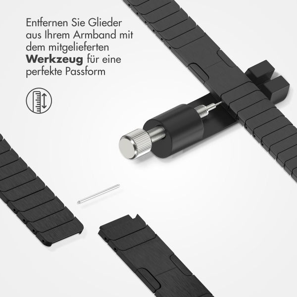 Selencia Edelstahl Gliederarmband für das  Apple Watch Series 1 t/m 11 / SE / Ultra (44/45/46/49 mm) - Schwarz