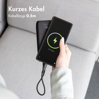 imoshion ﻿Mini-Autoladegerät Schnellladebündel - 2 Anschlüsse - USB-A-Schnellaufladung - USB-C-Stromversorgung - 60 Watt - Schwarz + Geflochtenes USB-A zu USB-C Kabel - 0,5 Meter - Schwarz