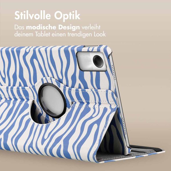imoshion 360° drehbare Design Klapphülle Xiaomi Redmi Pad SE - White Blue Stripes