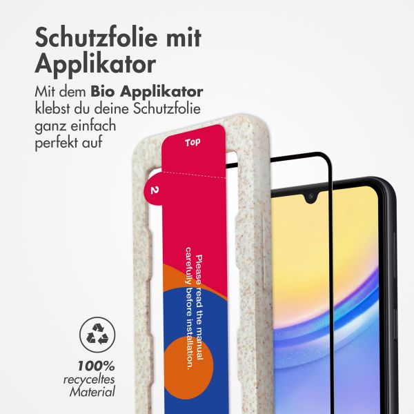 Accezz Dreifach starke Full Cover Schutzfolie mit Applikator für das Samsung Galaxy A15 (5G/4G) - Transparent